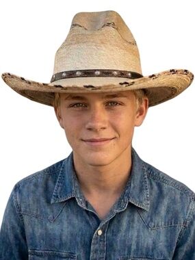 D.A. Hats Youth Boys Palm Leaf Gus Cowboy Hat - Fits 21” (SZ 6 Tag)